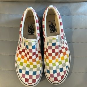 Rainbow Vans Classic Slip On, Women’s size 8.5